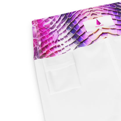 Pink & Purple Shimmering Scales Printed Yoga Leggings For Women