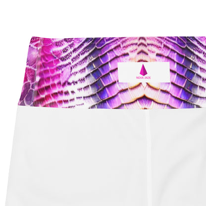 Pink & Purple Shimmering Scales Printed Yoga Leggings For Women