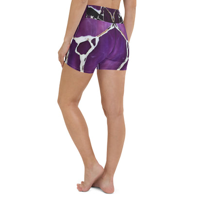 Purple Marble Custom Print Yoga Shorts