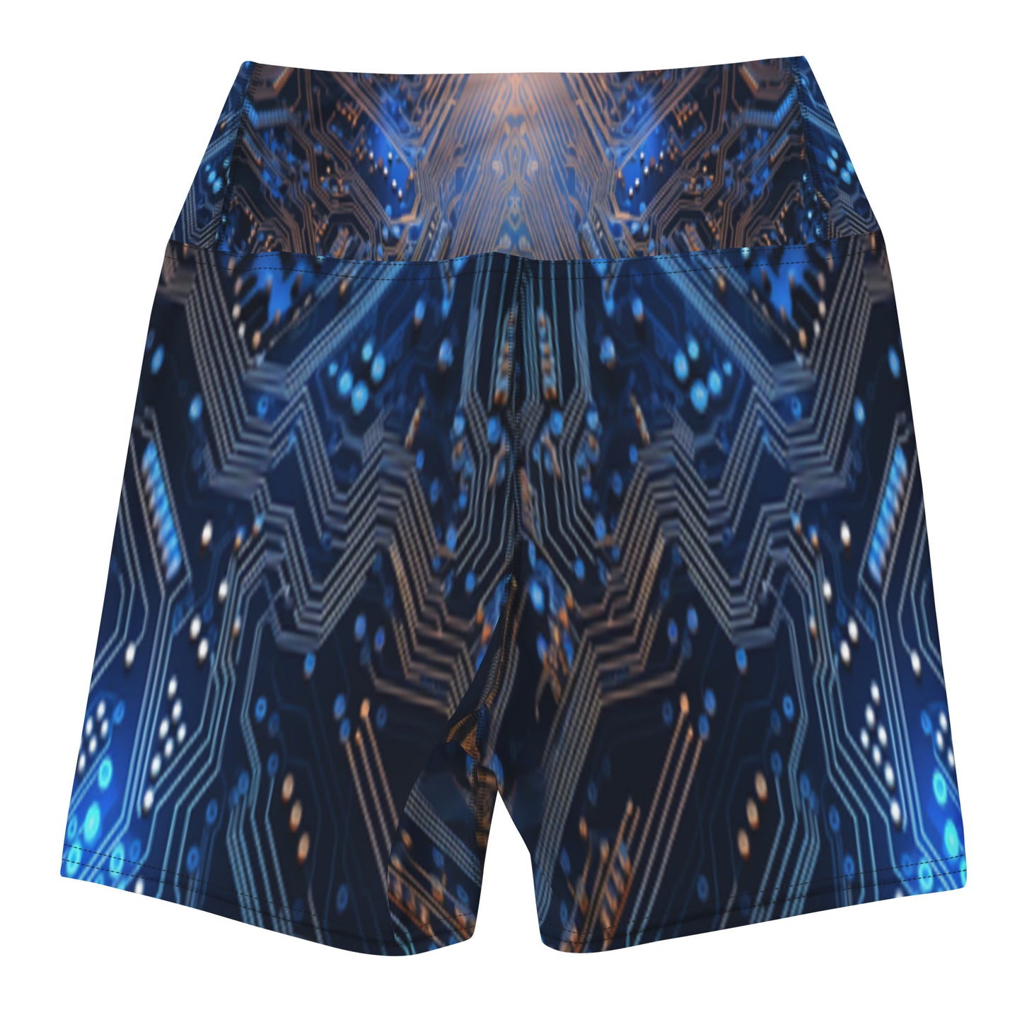 Blue Electronics Custom Print Yoga Shorts