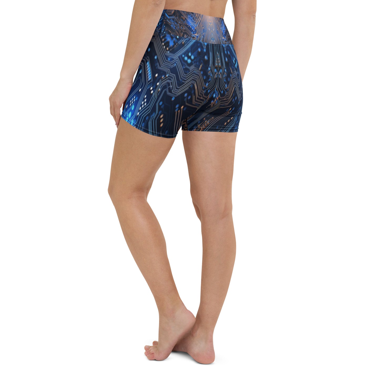 Blue Electronics Custom Print Yoga Shorts