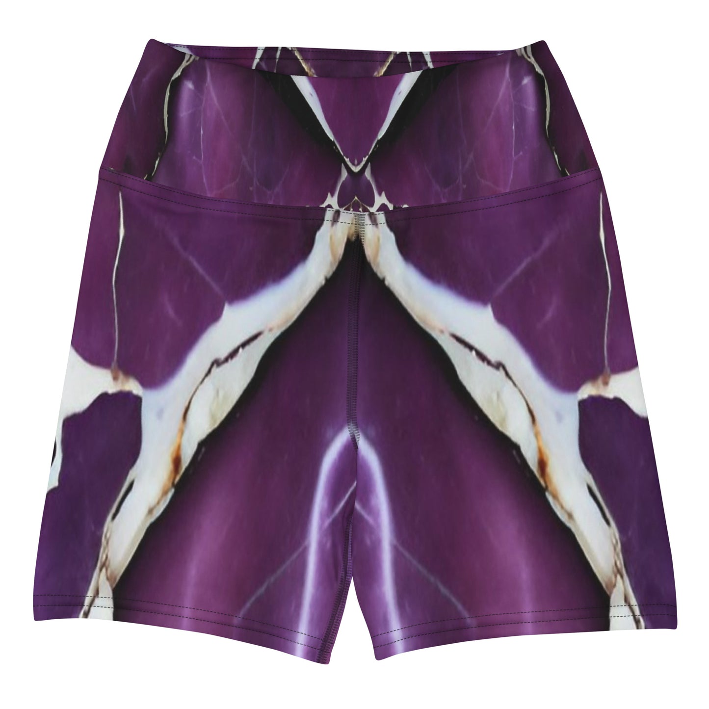 Purple Marble Custom Print Yoga Shorts