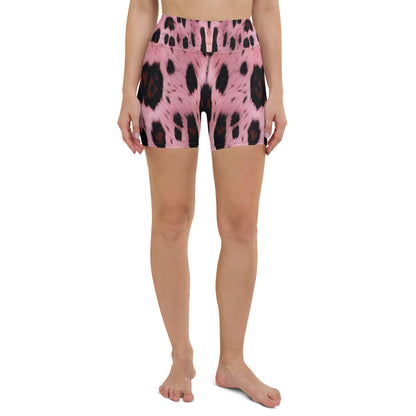 Pink Leopard Fur Custom Print Yoga Shorts