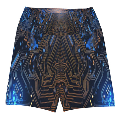 Blue Electronics Custom Print Yoga Shorts