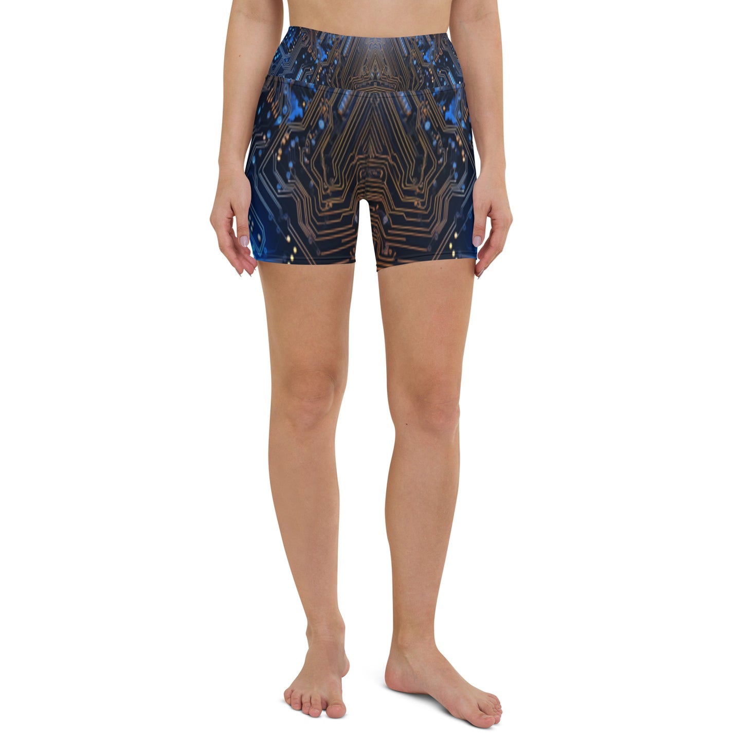 Blue Electronics Custom Print Yoga Shorts