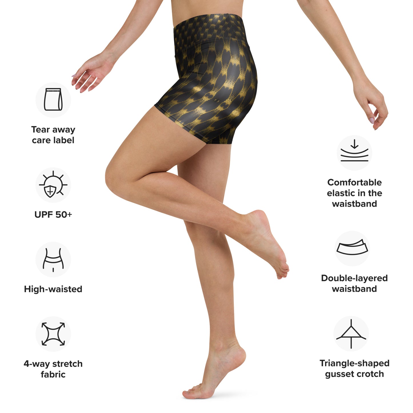 Exotic Gold Knots Custom Print Yoga Shorts For Women