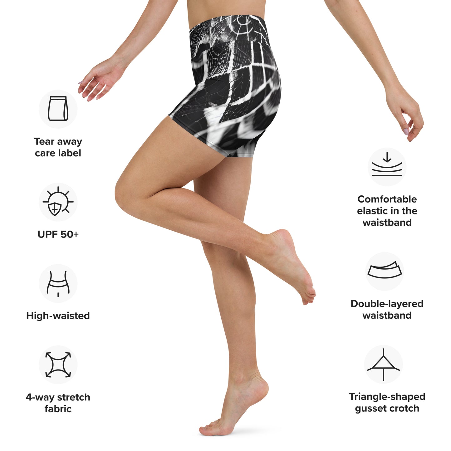 Spider Web Custom Print Yoga Shorts