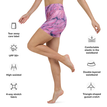 Pink Marble Custom Print Yoga Shorts