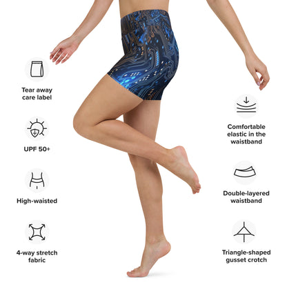 Blue Electronics Custom Print Yoga Shorts