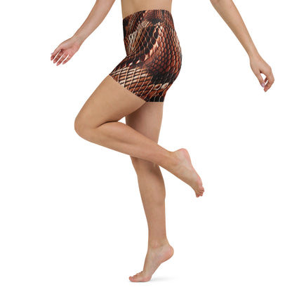 Copperhead Snake Print Yoga Shorts For Women