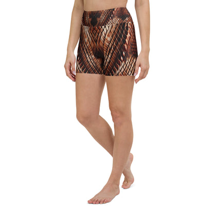 Copperhead Snake Print Yoga Shorts For Women