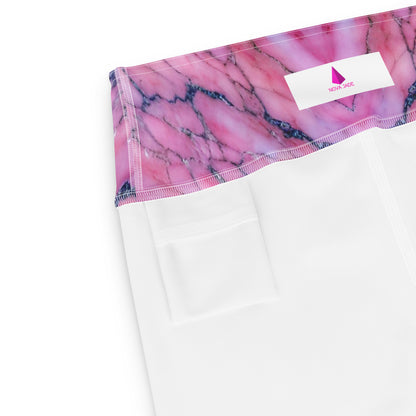 Pink Marble Custom Print Yoga Shorts