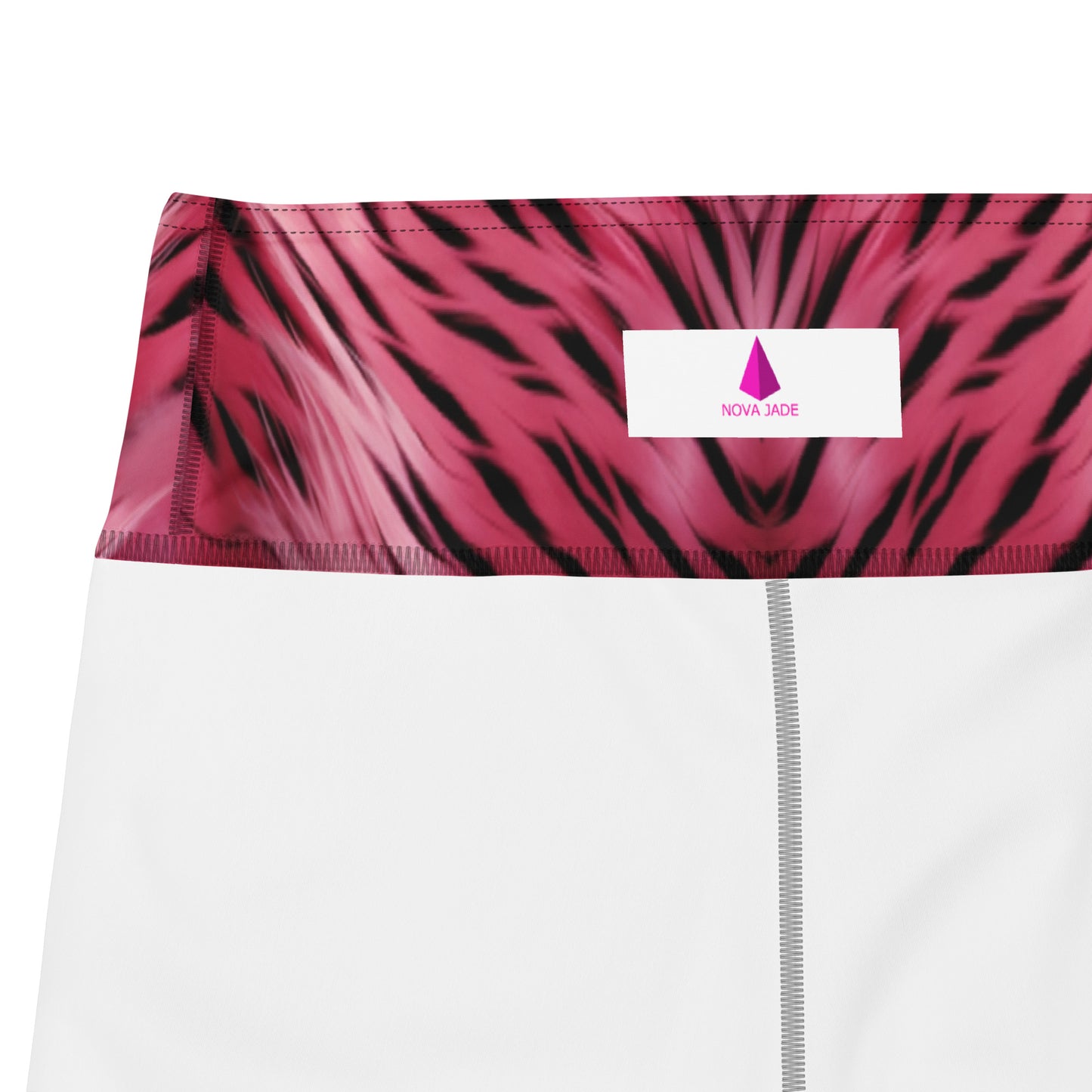 Pink and Black Striped Fur Custom Print Yoga Shorts