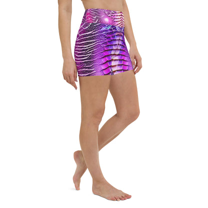 Pink & Purple Shimmering Scales Custom Print Yoga Shorts
