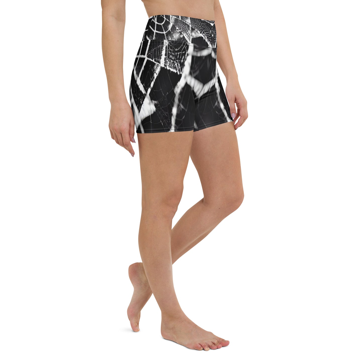 Spider Web Custom Print Yoga Shorts