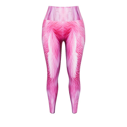 Fluffy Pink Fur Custom Print Yoga Leggings