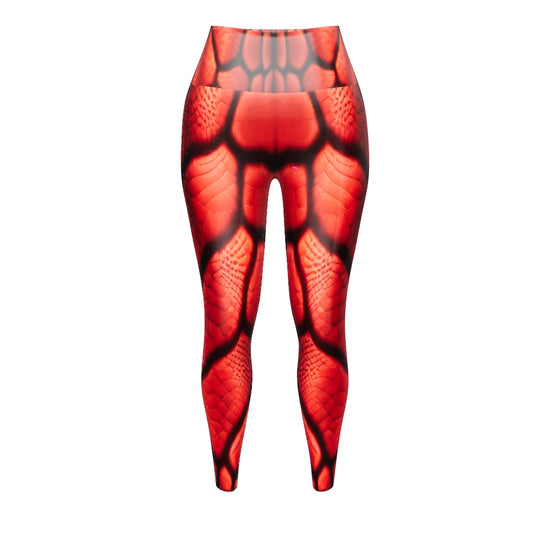 Red Dragon Scales Custom Print Yoga Leggings