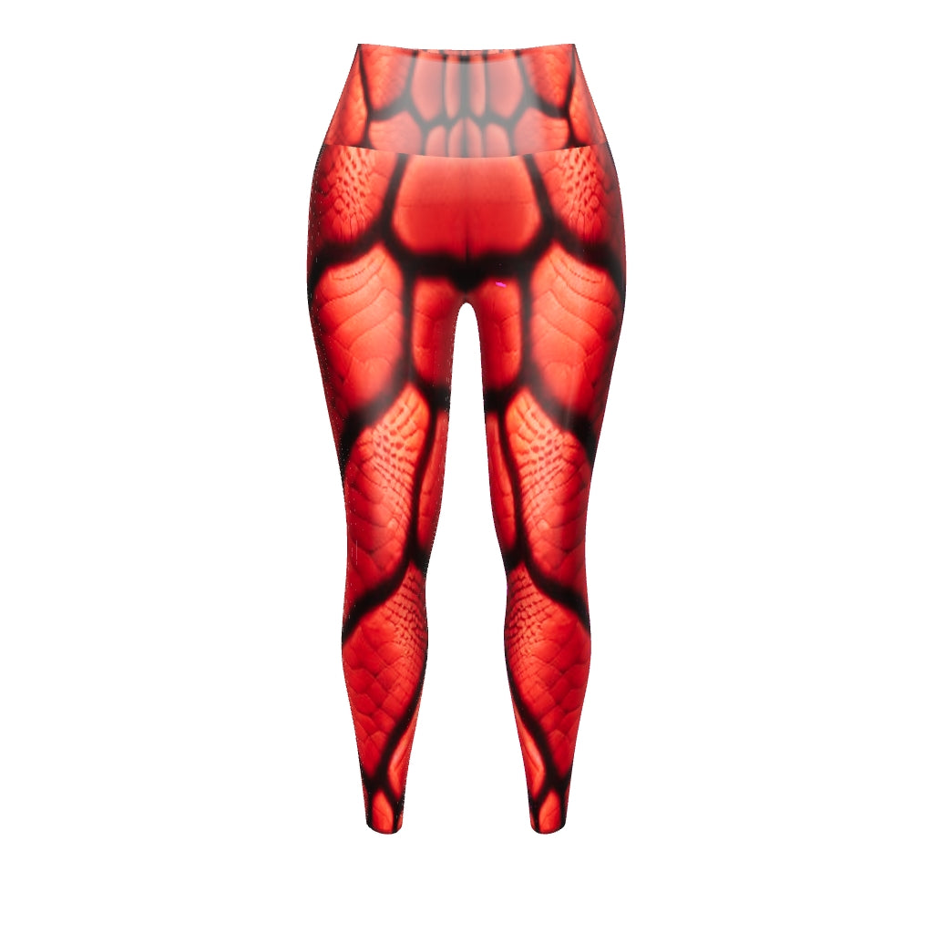 Red Dragon Scales Custom Print Yoga Leggings