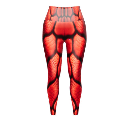 Red Dragon Scales Custom Print Yoga Leggings