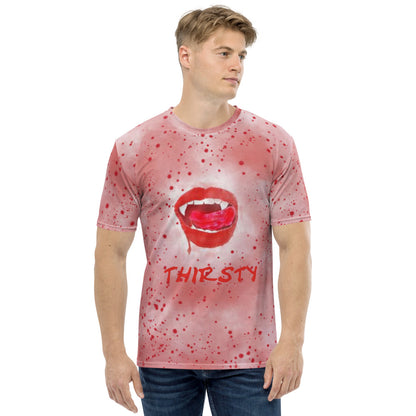 New! Thirsty Vampire Lips T-shirt With Blood Splatter Unisex