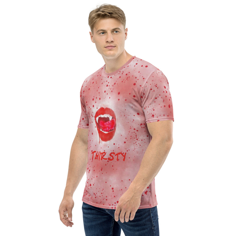 New! Thirsty Vampire Lips T-shirt With Blood Splatter Unisex