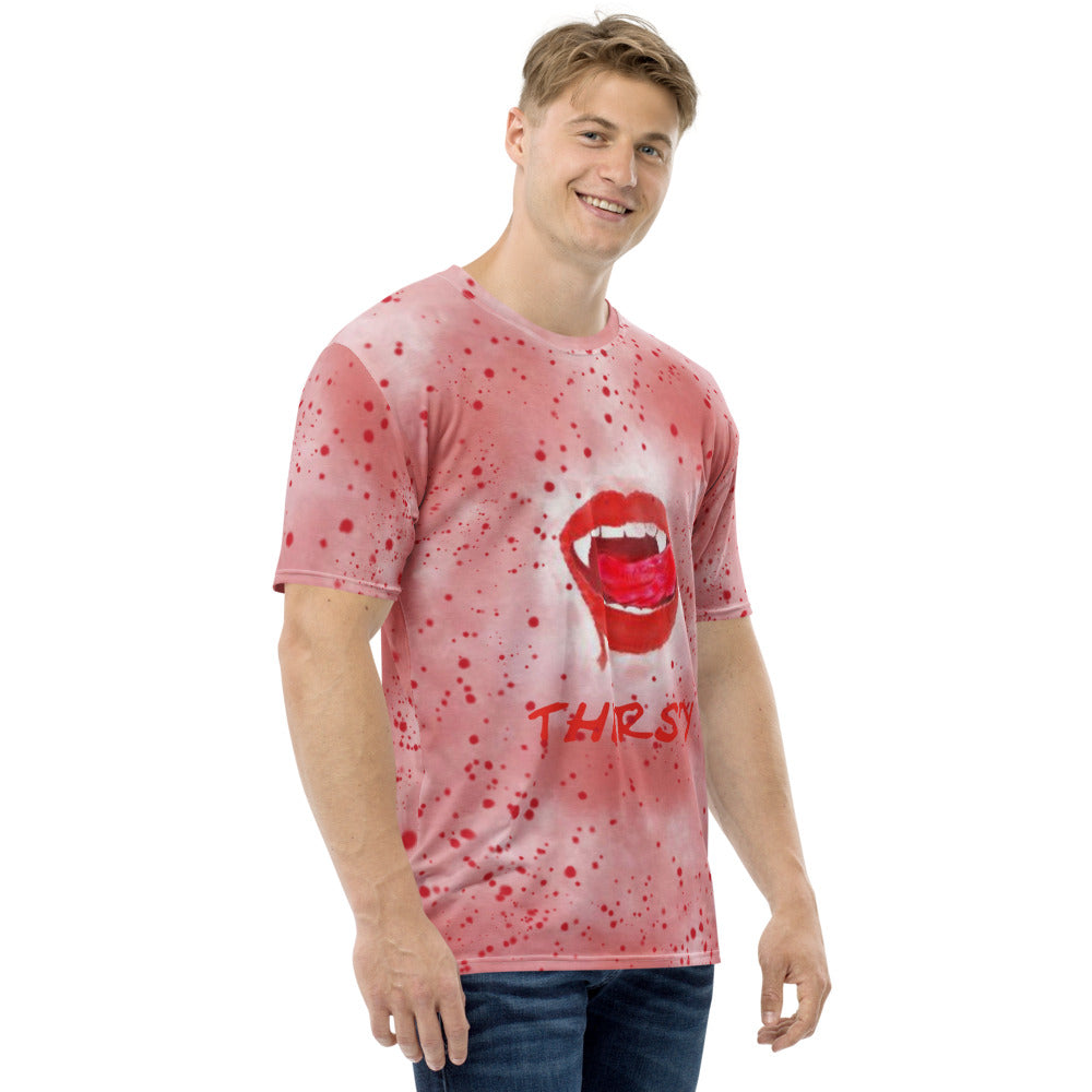 New! Thirsty Vampire Lips T-shirt With Blood Splatter Unisex