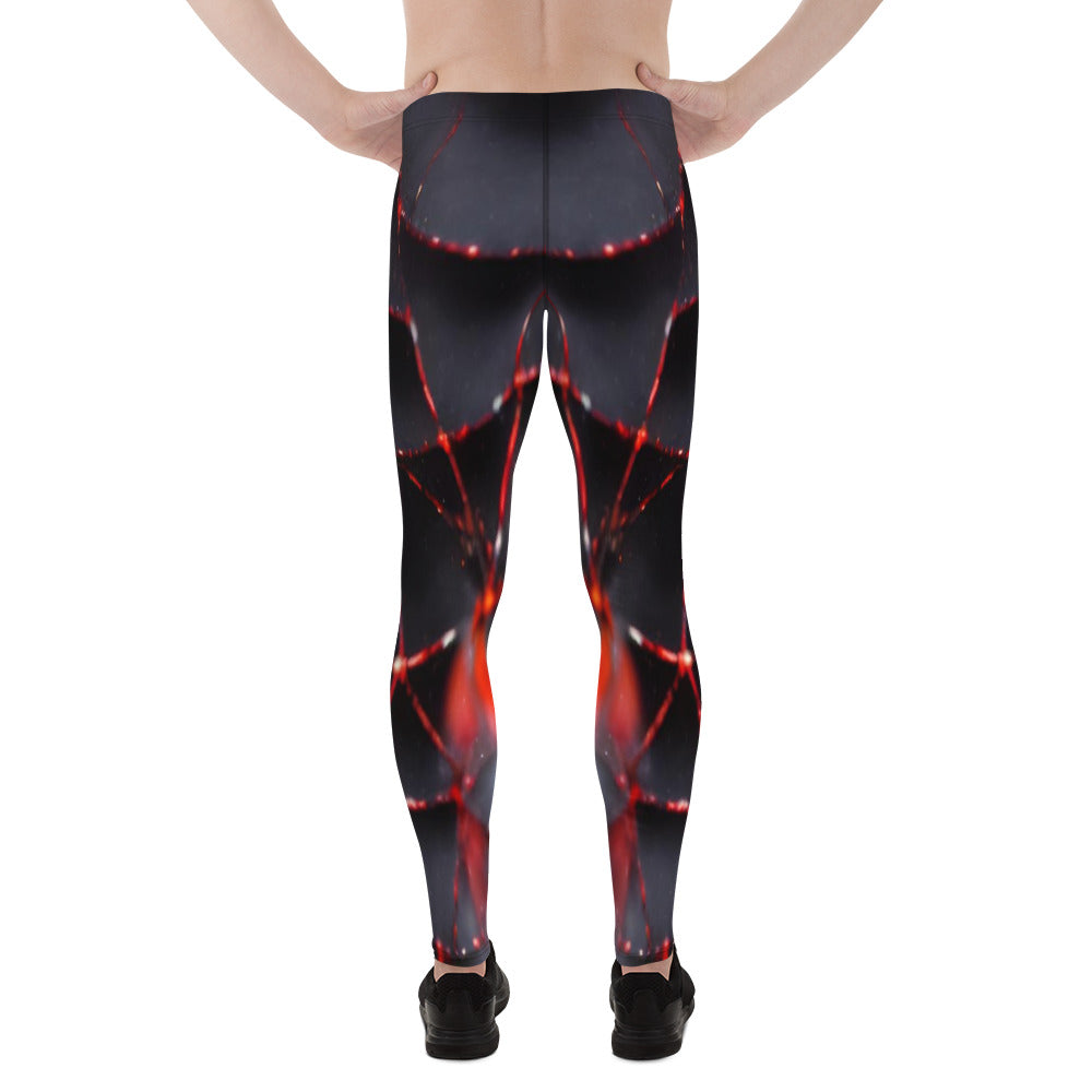 Black and Red Spiderweb Leggings For Men