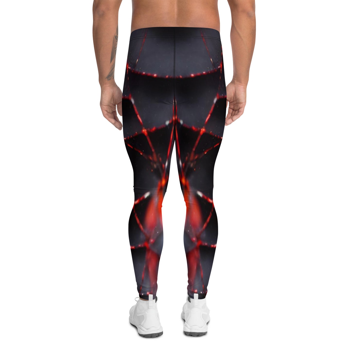 Black and Red Spiderweb Leggings For Men