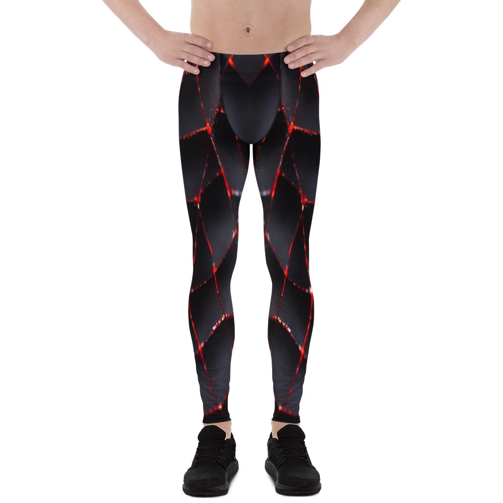 Black and Red Spiderweb Leggings For Men