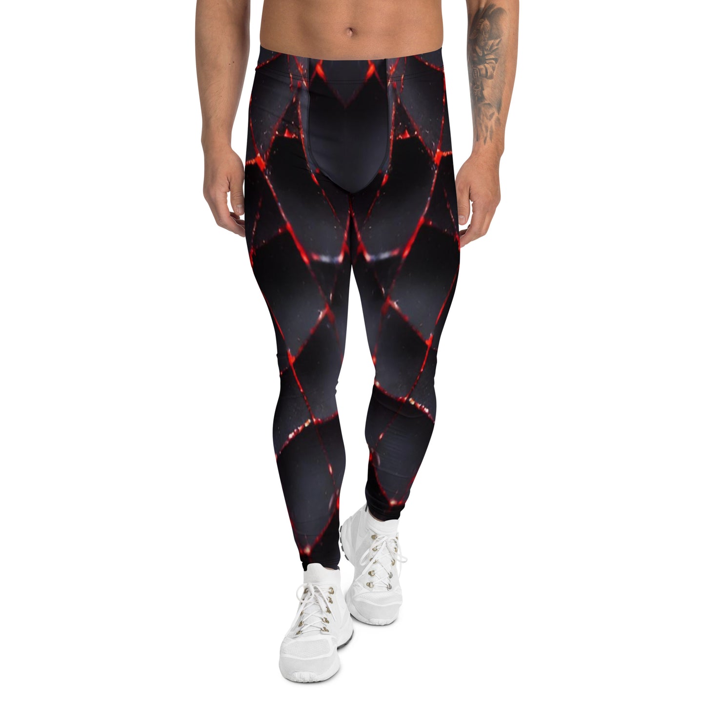 Black and Red Spiderweb Leggings For Men