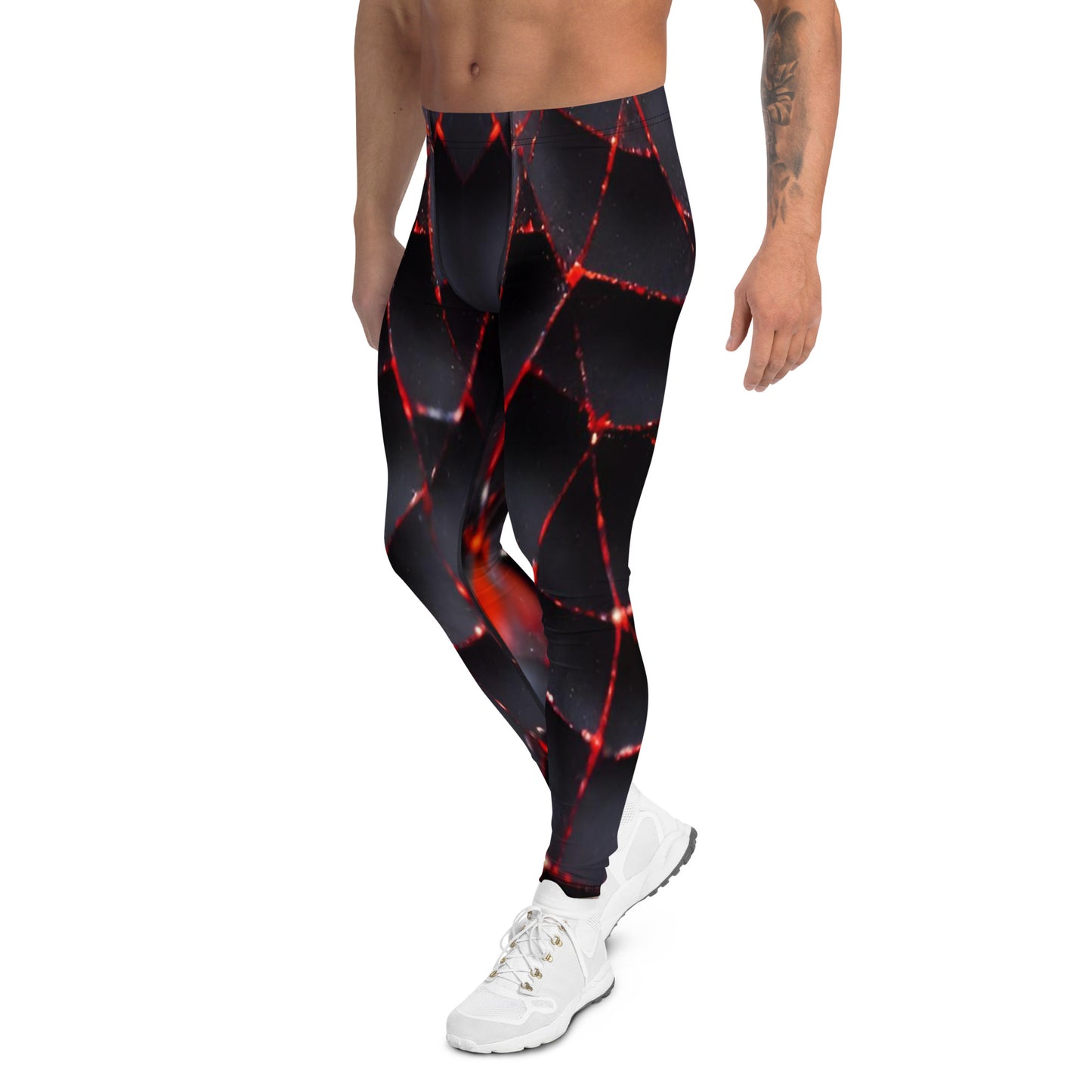 Black and Red Spiderweb Leggings For Men