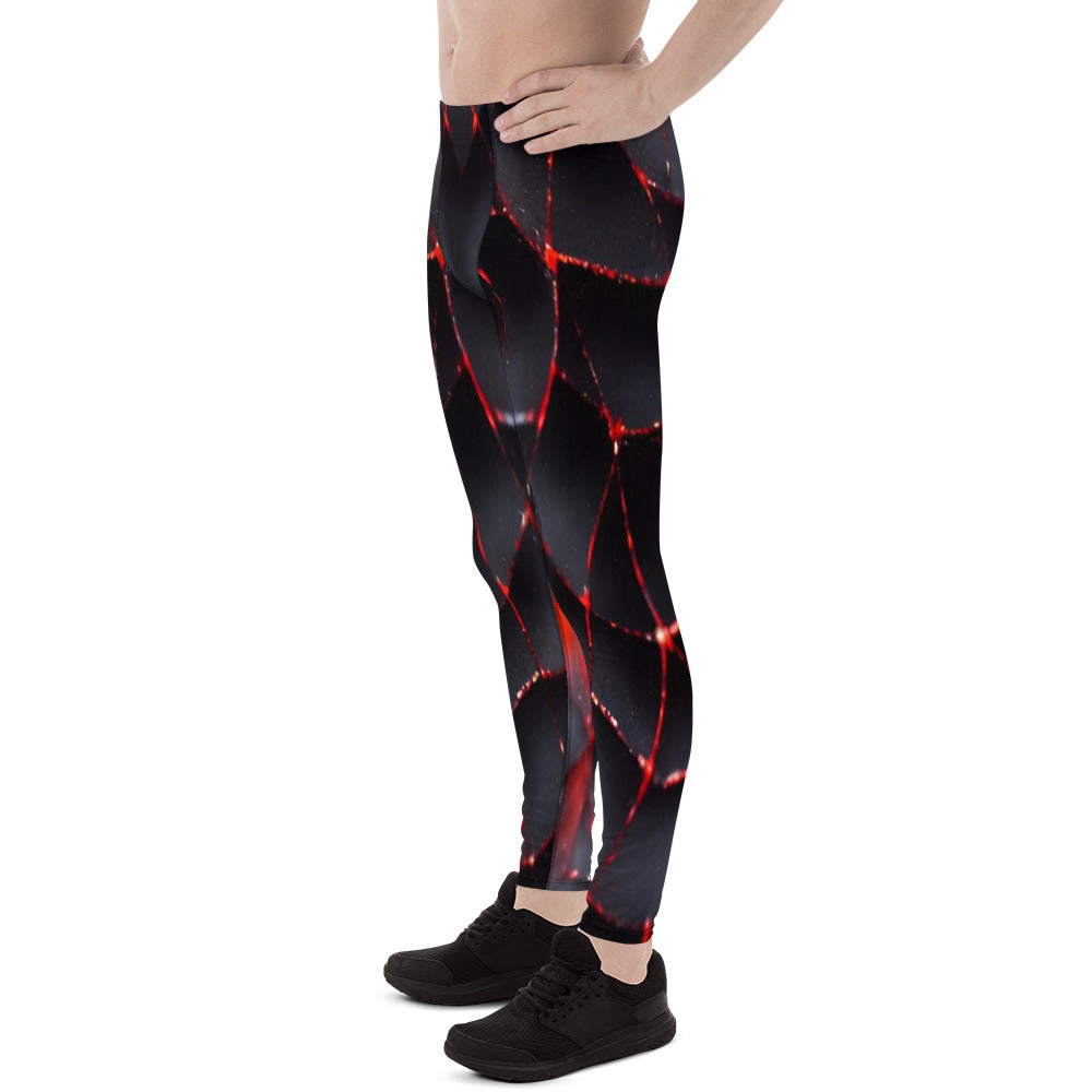 Black and Red Spiderweb Leggings For Men