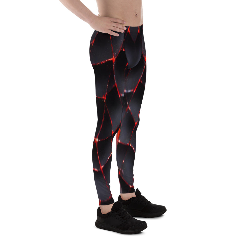 Black and Red Spiderweb Leggings For Men