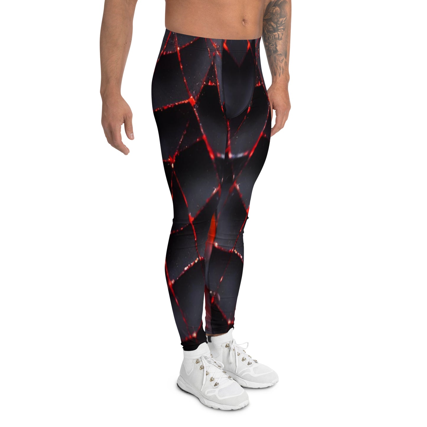 Black and Red Spiderweb Leggings For Men