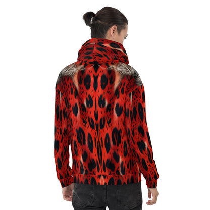 Red Leopard Fur Custom Print Unisex Hoodie