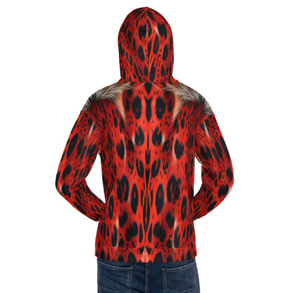 Red Leopard Fur Custom Print Unisex Hoodie