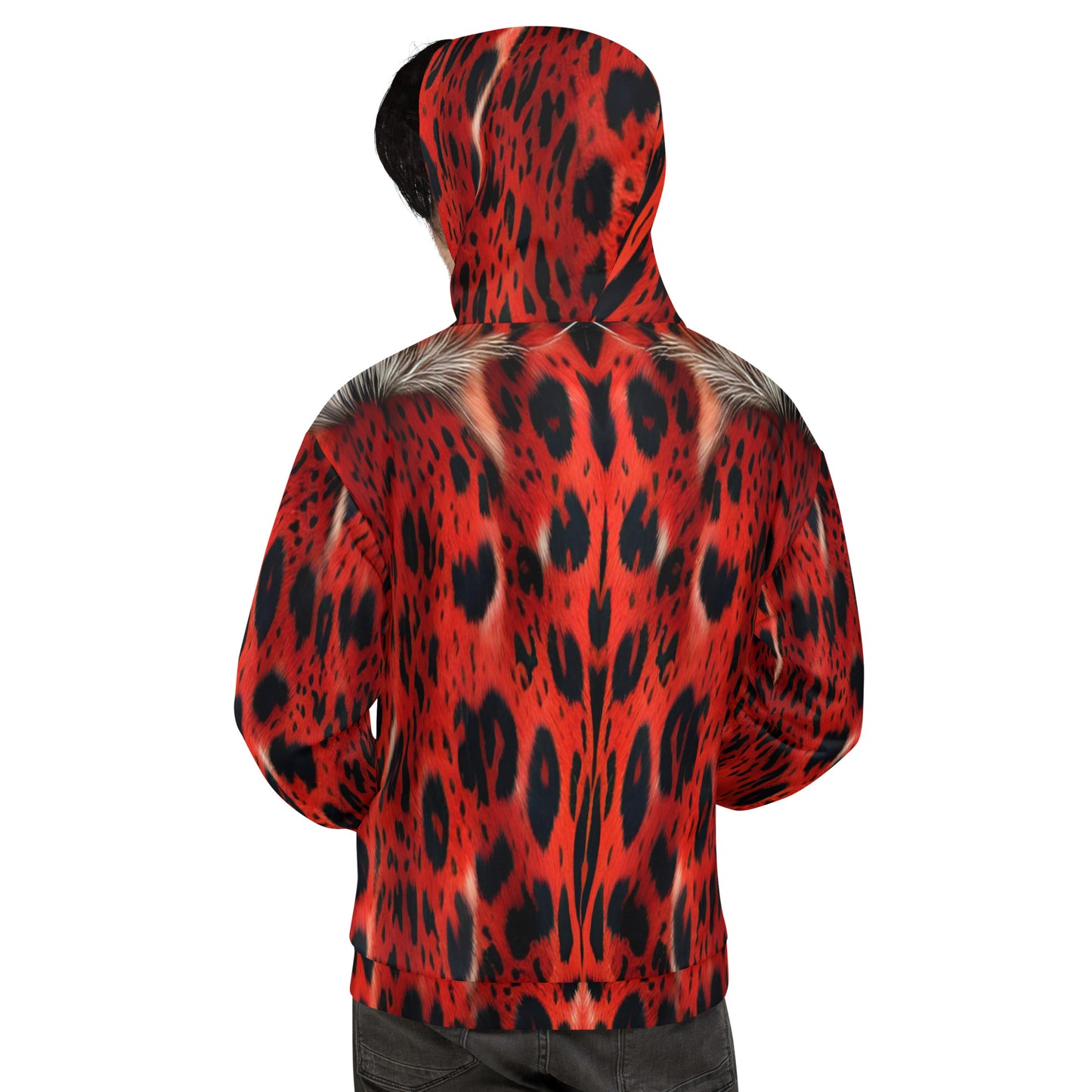 Red Leopard Fur Custom Print Unisex Hoodie