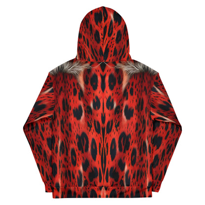 Red Leopard Fur Custom Print Unisex Hoodie