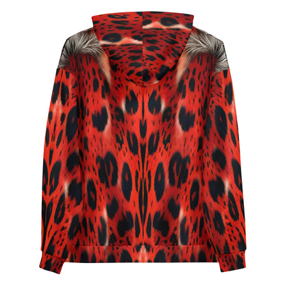 Red Leopard Fur Custom Print Unisex Hoodie