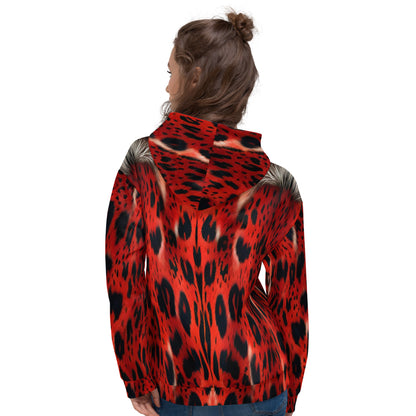 Red Leopard Fur Custom Print Unisex Hoodie