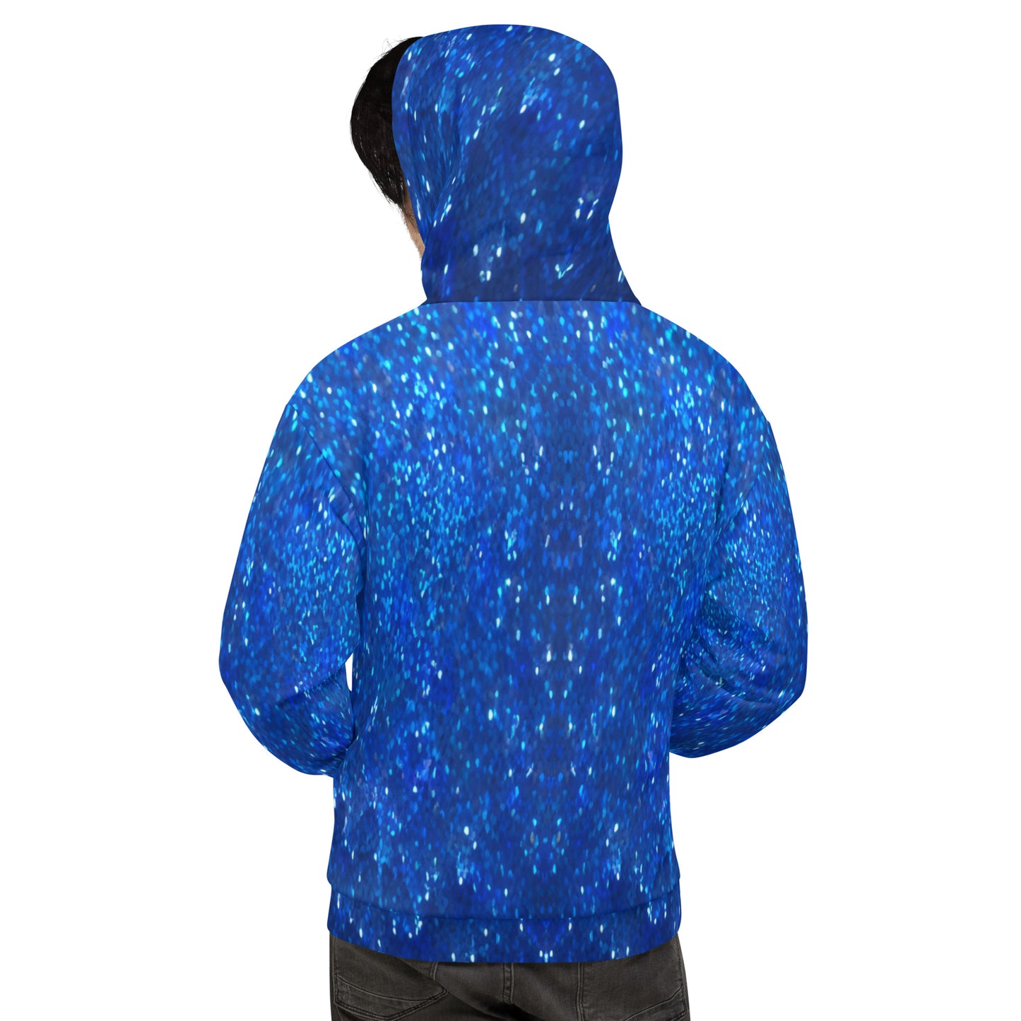 Blue Glitter Custom Print Unisex Hoodie