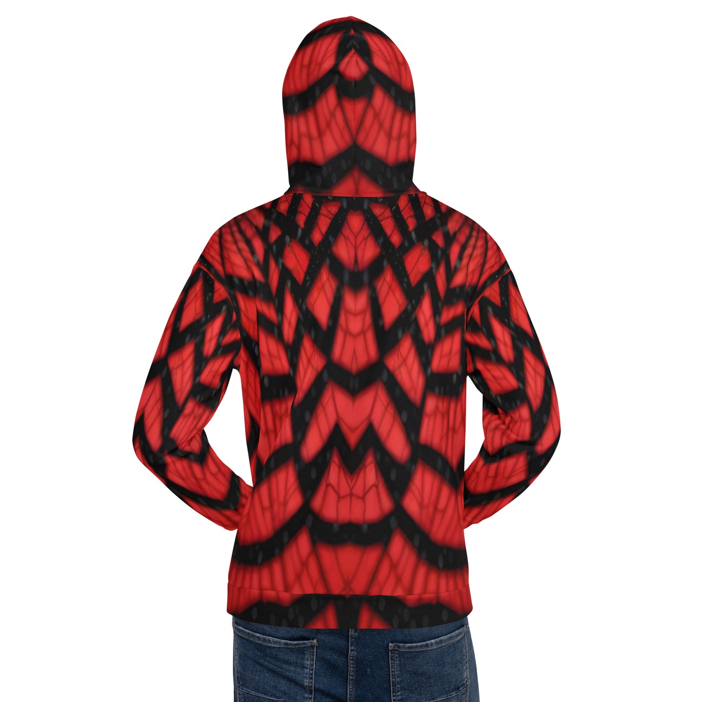 Black & Red Spiderwebs Unisex Designer Hoodie