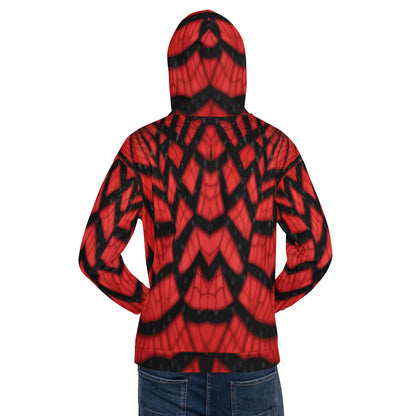 Black & Red Spiderwebs Unisex Designer Hoodie