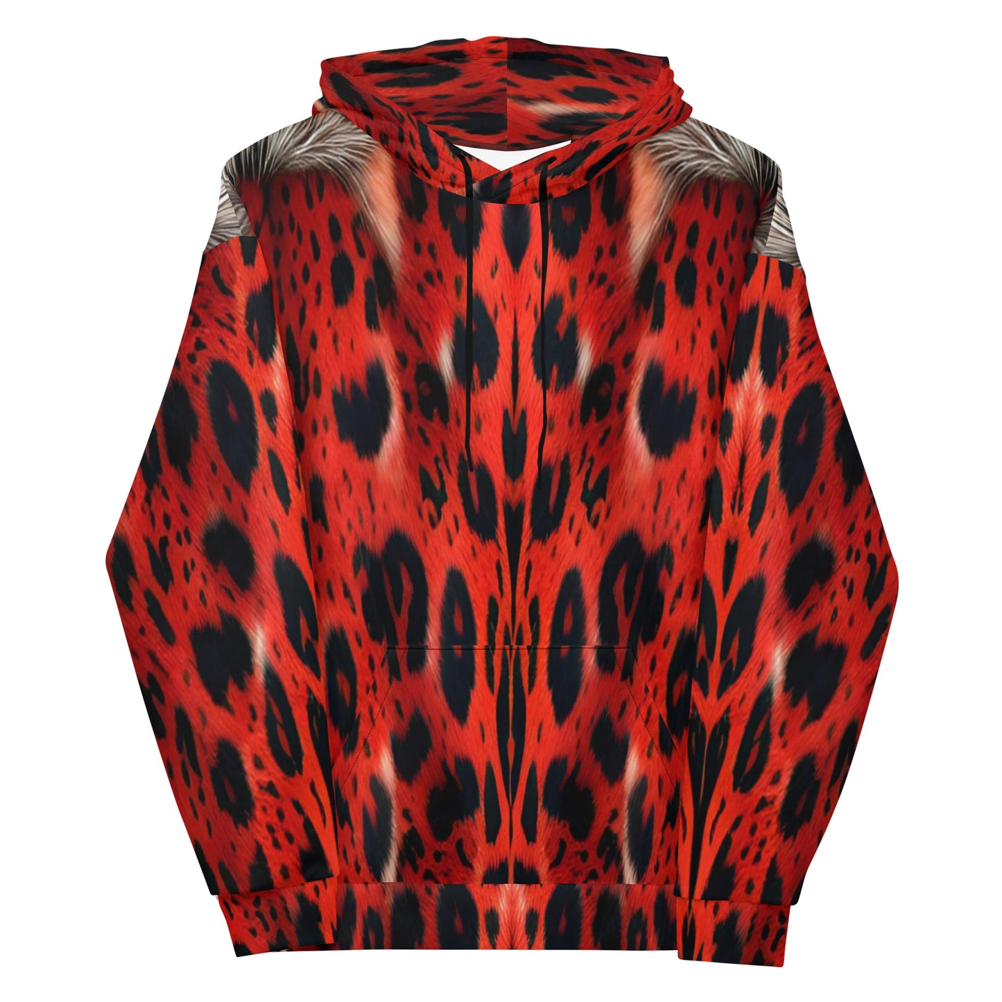 Red Leopard Fur Custom Print Unisex Hoodie