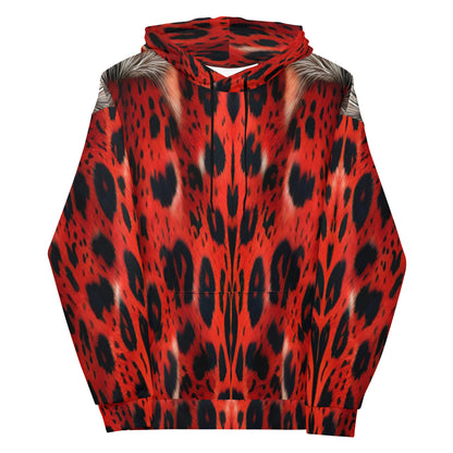 Red Leopard Fur Custom Print Unisex Hoodie