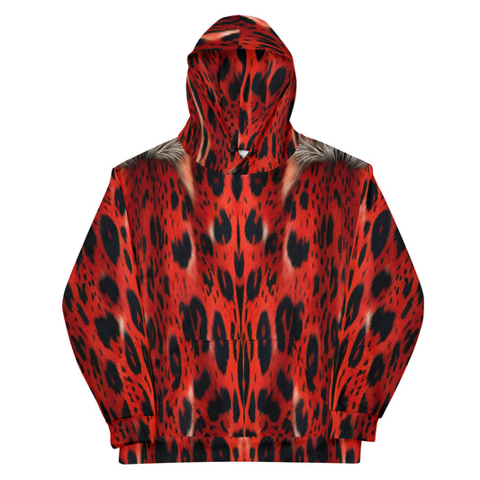 Red Leopard Fur Unisex Designer Hoodie