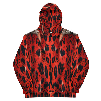 Red Leopard Fur Custom Print Unisex Hoodie