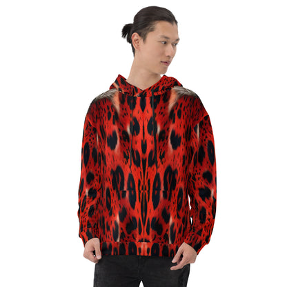 Red Leopard Fur Custom Print Unisex Hoodie