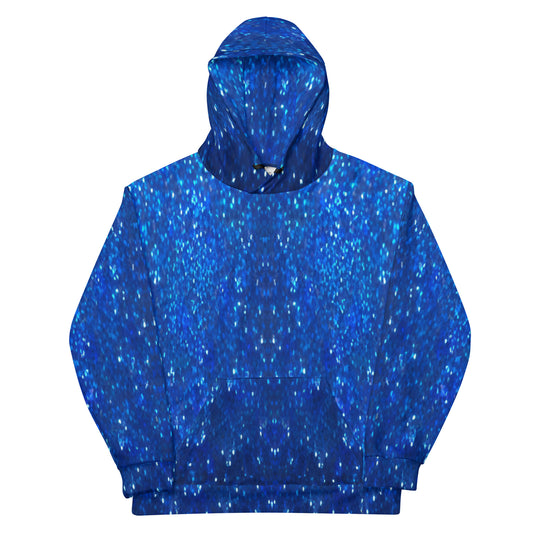 Blue Glitter Custom Print Unisex Hoodie