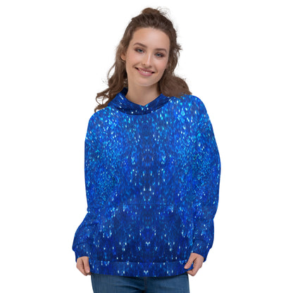Blue Glitter Unisex Designer Hoodie